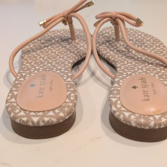 Kate Spade New York Mistic Thong Blush Leather Flip Flop Bow Sandals Size 8 - Picture 4 of 9